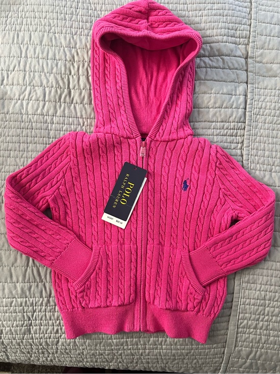 Polo Ralph Lauren Other - Polo by Ralph Lauren Bright Pink Cable-Knit Hooded Zip Jacket